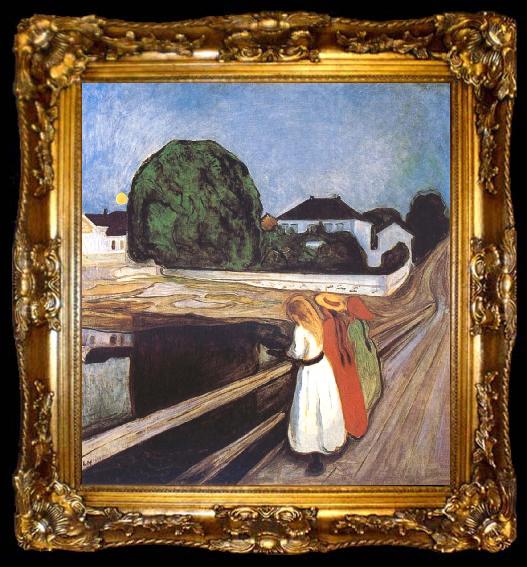 framed  Edvard Munch Girls on a Bridge, ta009-2